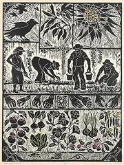 Dora Helen Mackie, Plot for a Garden #7/20, colour relief print on paper