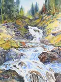 Donna Jo Massie, Lake O'Hara Waterfall - Opabin Trail, 1994, watercolour on paper