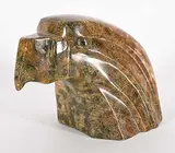 Kay McCormack, Untitled - Regal Eagle, green and brown stone carving