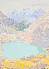 Jim Millard, Lower Headwall Lake and Smith-Dorrien Valley, 1989, watercolour on paper