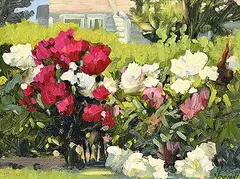Erica Neumann, The Neighbour's Garden, oil on wood board