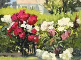 Erica Neumann, The Neighbour's Garden, oil on wood board