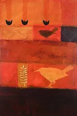 Sheila Norgate, Running Wrens, acrylic on canvas