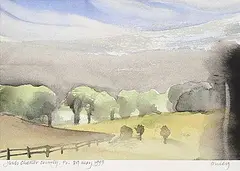 Norman Antonio Onley, Fields Chester County, Pa., 1993, watercolour on paper