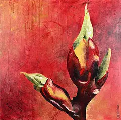 Pascale Ouellet, Untitled - Flower Bud, 2004, mixed media encaustic on wood board