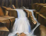 Glenn Payan, Untitled - Waterfall on Brown Rock Ridge, oil on canvas