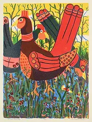 John Harold Thomas Snow, Three Birds #14/50, colour lithograph on paper