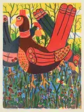 John Harold Thomas Snow, Three Birds #14/50, colour lithograph on paper