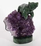 Lyle Sopel, Bear Climbing, nephrite jade and amethyst sculpture
