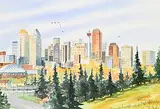 Peter J. Thompson, Untitled - Calgary Cityscape, watercolour on paper