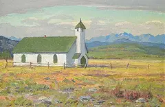 John Davenall Turner, McDougal Church, Morley, oil on canvas board
