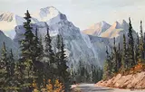Christina Van Reenen, Road to Moraine Lake, oil on canvas board