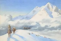 Percy Roy Wilson, Packed Train in the Rockies Near Golden, 1970, watercolour on paper