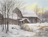 Mathew Wong, Untitled - Snowy Farmyard, oil on canvas