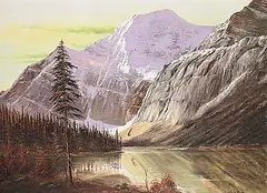 Mathew Wong, Untitled - Mountain View at Dusk, oil on canvas