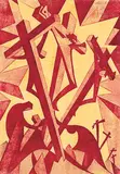 Sybil Andrews, Golgotha #42/60, 1931, colour lino block on paper