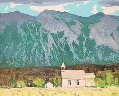 Franklin Arbuckle, Church in Lillooet, B.C., 1980, oil on wood board