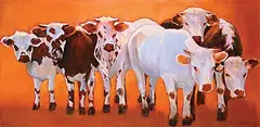 Jane Armstrong, Friendly Faces, oil on canvas