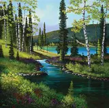 Roger D. Arndt, Creekside Colours, oil on wood board