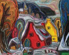 Pierre Bedard, Quand le rouge et le jaune se marient, oil on wood board