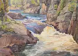 Frederick Henry Brigden, Waterfalls, watercolour on paper