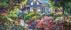 John H. Burrow, Cottage Pathway, oil on canvas