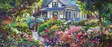 John H. Burrow, Cottage Pathway, oil on canvas