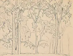 A. J. Casson, Untitled - Trees, graphite on paper