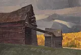 Alan Caswell Collier, Madawaska Valley Farm [Near Greenan Lake, Madawaska Valley, Ont.], oil on wood board