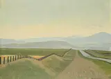 Alan Caswell Collier, Road that Runs South of Longview, Alta., oil on wood board