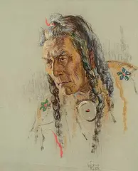 Nicholas Raphael de Grandmaison, Untitled - Man with Braids, pastel on sandpaper