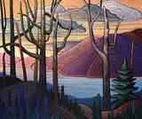 James Edward Hergel, Early Spring Morning, Michipicoten River, acrylic on wood board
