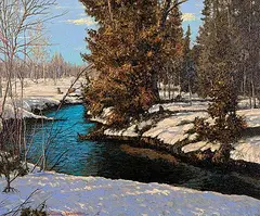 Frank Johnston, Smile of Spring, oil on wood board