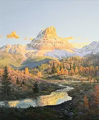 Roger Kamp, Autumn Sunset on Roche Miette Peak [Jasper National Park], 1999, oil on canvas