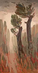 Luke Orton Lindoe, Old Tree, 1994, oil on wood board
