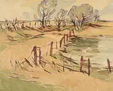 Luke Orton Lindoe, Road Allowance, oil on canvas board
