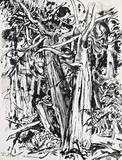 Arthur Lismer, Forest Cedars, 1950, ink on paper