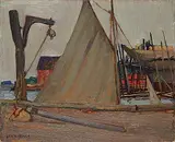 J. E. H. MacDonald, Mahone Bay, Nova Scotia, oil on paper board
