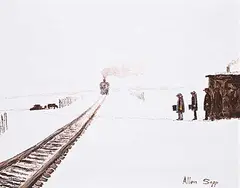 Allen Sapp, They're Going to Catch a Ride to North Battleford, 2006, acrylic on canvas
