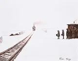Allen Sapp, They're Going to Catch a Ride to North Battleford, 2006, acrylic on canvas