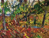William Lewy Leroy Stevenson, Autumn Underbrush, oil on wood board