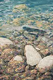 Rene Thibault, Rocks, Clearwater Lake, acrylic on canvas