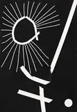 Ron Bloore, Untitled - Black and White Sun Shapes, 1976, oil on wood board