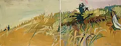 Amy Dryer, Untitled - Into the Brush [Diptych], 2004, oil on canvas