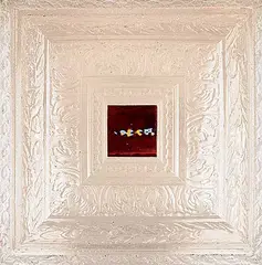 Bradley Harms, Untitled - Magenta, Blue and Yellow in Ornate Acrylic Frame, mixed media hanging sculpture