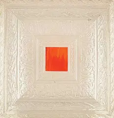 Bradley Harms, Untitled - Orange and Red in Ornate Acrylic Frame, mixed media hanging sculpture
