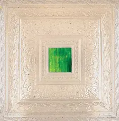 Bradley Harms, Untitled - Green and Black in Ornate Acrylic Frame, mixed media hanging sculpture