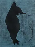 Harold Town, French Postcard [Girl with Bicycle], 1971, colour monoprint on paper