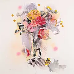 Samantha Walrod, Spring Flowers #4, 2023, mixed media collage on paper