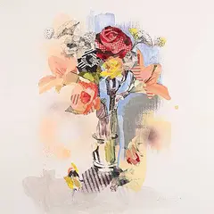 Samantha Walrod, Spring Flowers #1, 2023, mixed media collage on paper